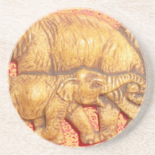 The Heart of the Herd: Elephant Family Portrait Coaster