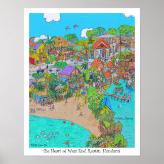 The Heart of West End #6, Roatan, Honduras Poster