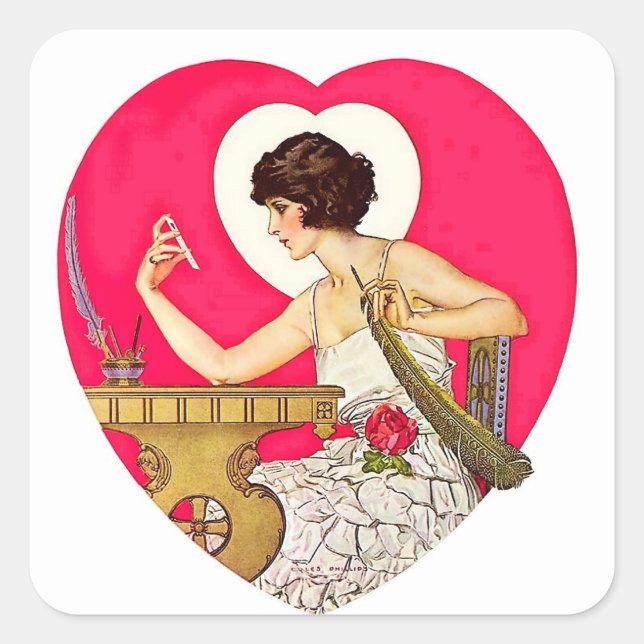 The Heart’s Desire by C Coles Phillips Square Sticker (Front)