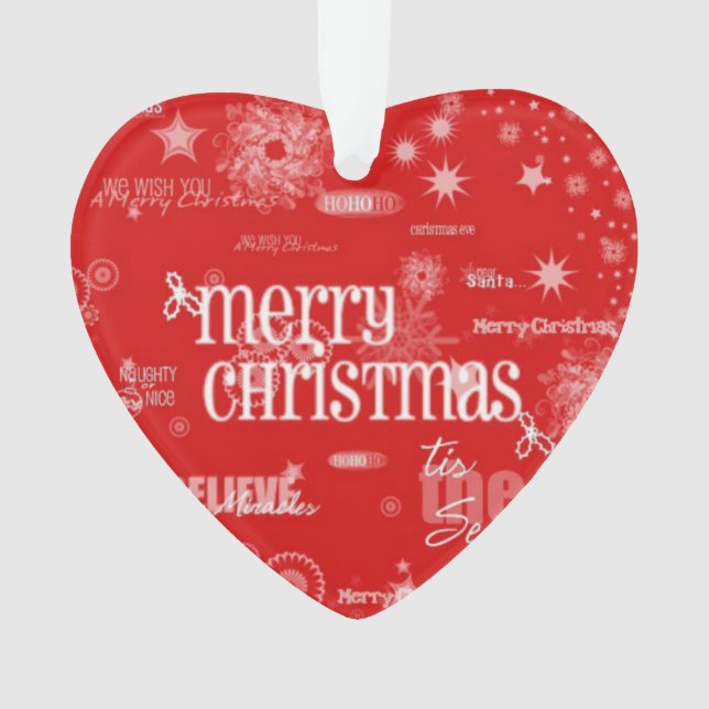 The Heart-Shaped Merry Christmas Ornament (Front)