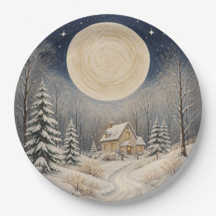 The Hearth of Winter's Glow Paper Plate