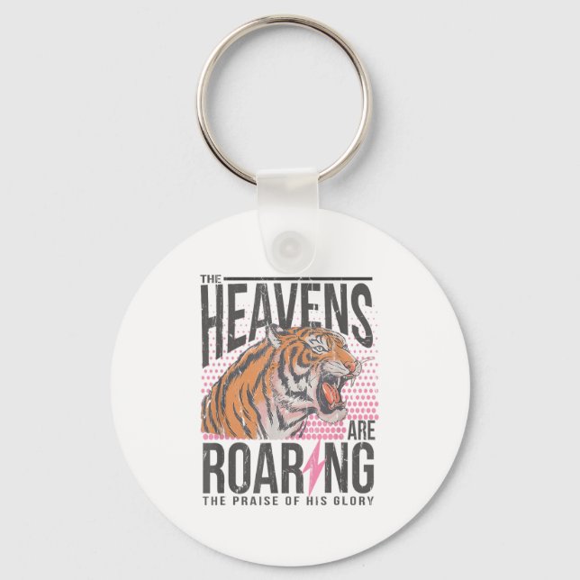 The Heavens Are Roaring, Psalm 19_1 Bible Verse  Keychain (Front)