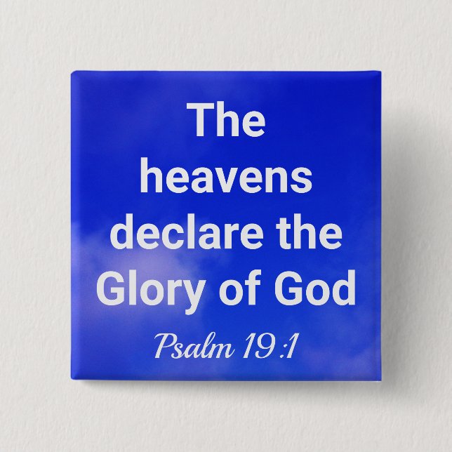 The Heavens Declare Christian  2 Inch Square Button (Front)