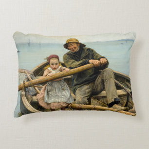 The Helping Hand, 1881 by Emile Renouf Accent Pillow