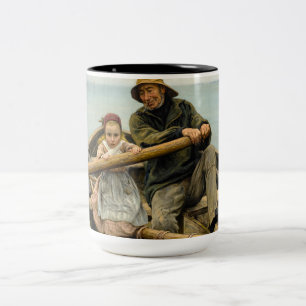 The Helping Hand, 1881 by Emile Renouf Two-Tone Coffee Mug