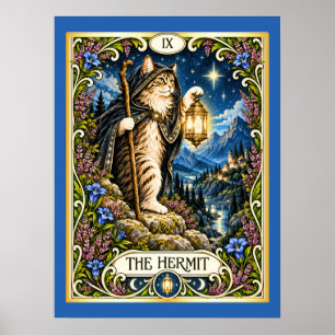 The Hermit Cat Tarot - Solitude and Wisdom Poster