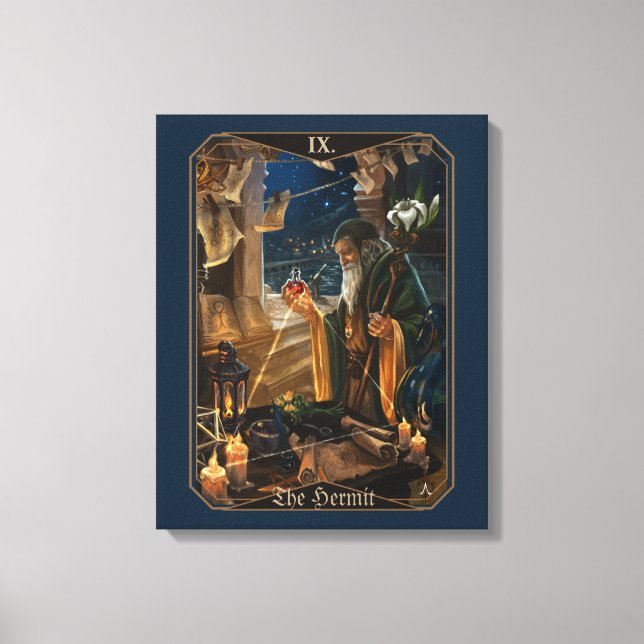 The Hermit tarot card -  fantasy alchemy art Canvas Print (Front)