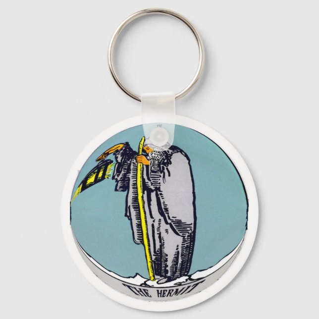 The Hermit Tarot Card Keychain (Front)