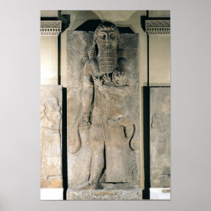 The hero Gilgamesh holding a lion Poster