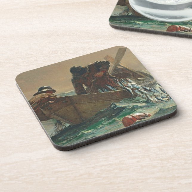 The Herring net, 1885 (oil on canvas) Coaster (Left Side)