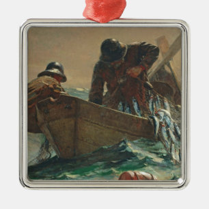 The Herring net, 1885 (oil on canvas) Metal Ornament