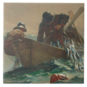 The Herring net, 1885 (oil on canvas) Tile
