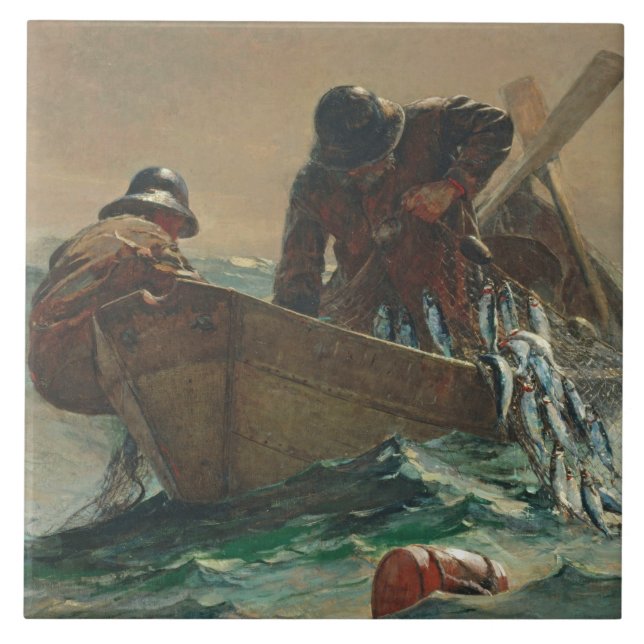The Herring net, 1885 (oil on canvas) Tile (Front)