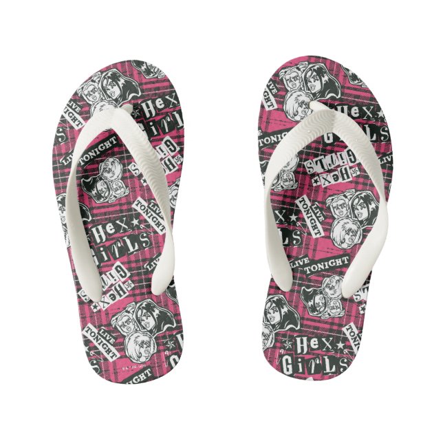 The Hex Girls Punk Plaid Pattern Kid's Flip Flops (Footbed)