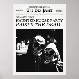 The Hex Press Newspaper Haunted House Party Poster