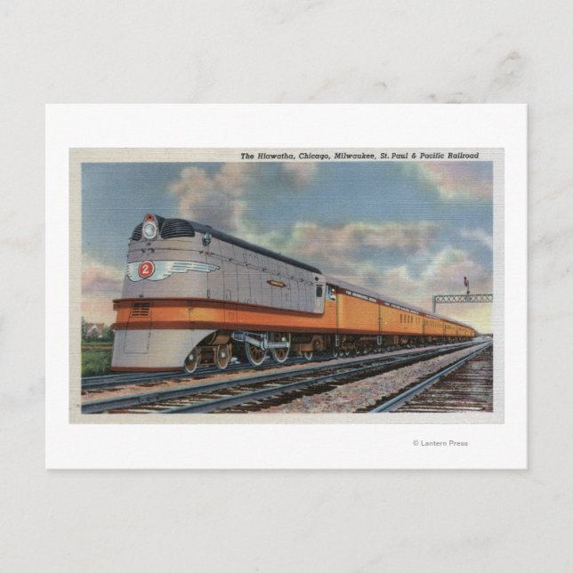 The Hiawatha #2 Railroad Train Postcard (Front)