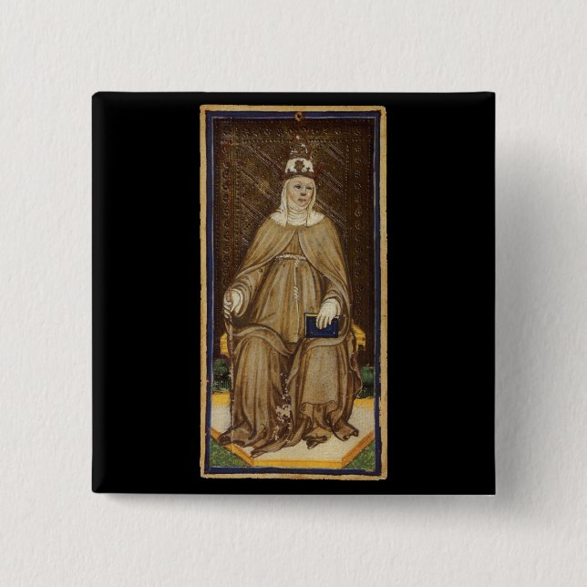 The High Priestess Tarot Card 2 Inch Square Button (Front)