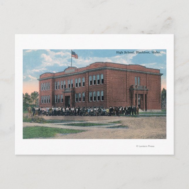 The High School with Faculty and Students Postcard (Front)