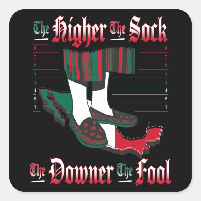 The Higher The Sock, The Downer The Fool 2 - Dark Square Sticker (Front)