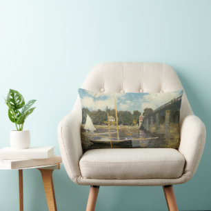The Highway Bridge at Argenteuil by Claude Monet Lumbar Pillow