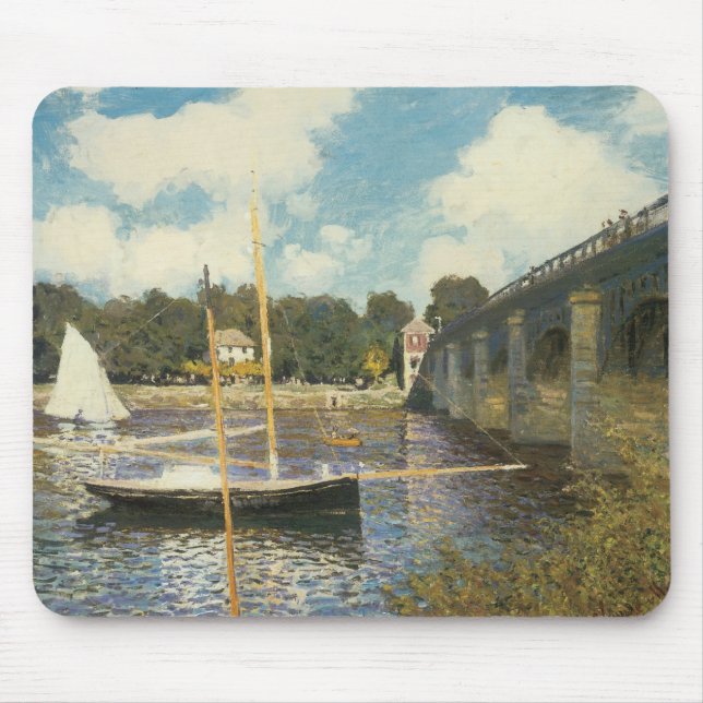 The Highway Bridge at Argenteuil by Claude Monet Mouse Pad (Front)