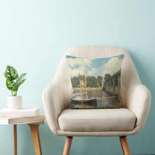 The Highway Bridge at Argenteuil by Claude Monet Throw Pillow