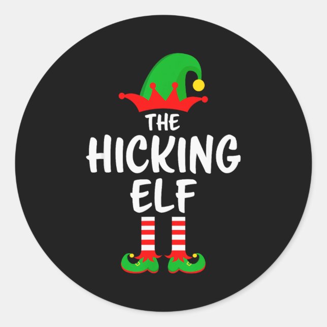 The Hiking Elf Matching Family Christmas  Classic Round Sticker (Front)
