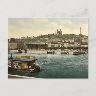 The Hill of Fourvi�re from St. Antoine Quay, Lyons Postcard
