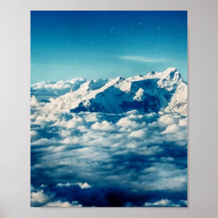 The Himalayas Mountains in Clouds Blue Sky Poster