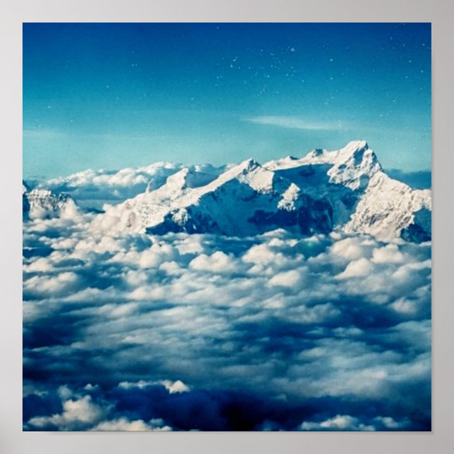The Himalayas Mountains in Clouds Blue Sky Poster (Front)
