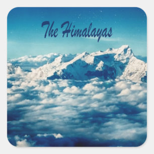 The Himalayas Mountains with Text Square Sticker
