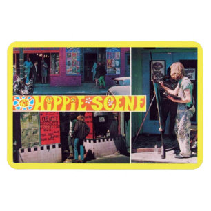 The Hippie Scene Vintage Postcard Magnet