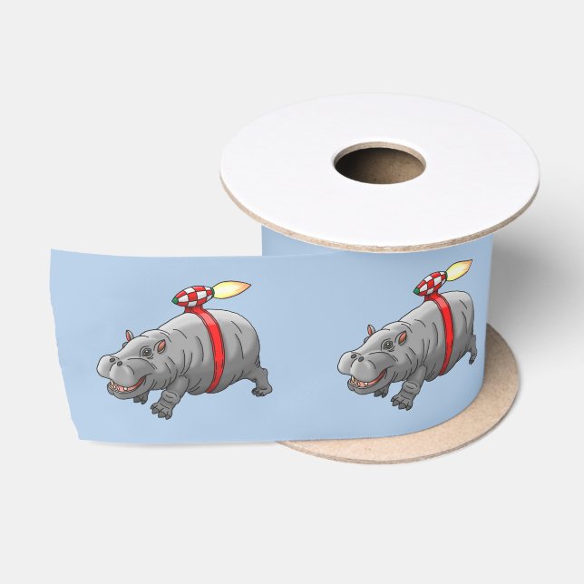 The Hippo with a Jetpack Satin Ribbon (Spool)