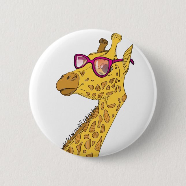 The Hipster Giraffe 2 Inch Round Button (Front)