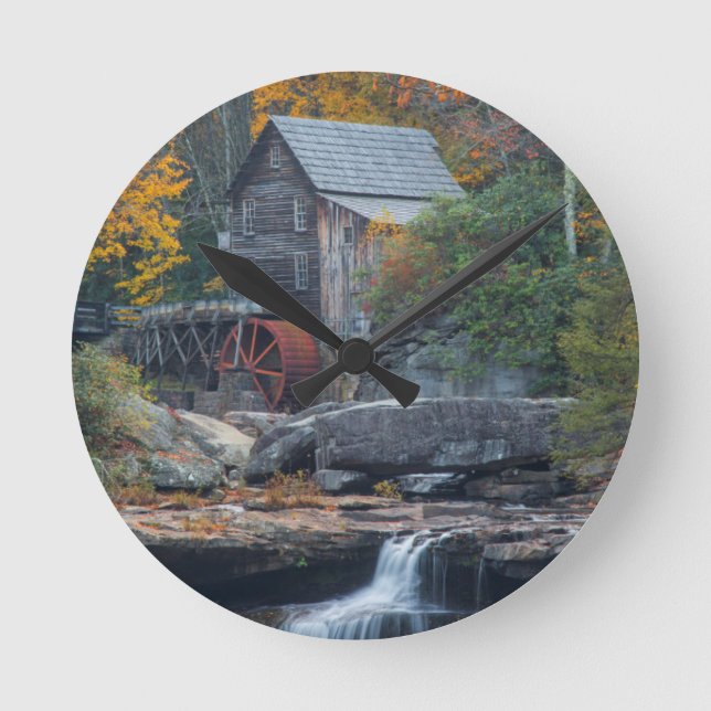 The Historic Grist Mill On Glade Creek 2 Round Clock (Front)