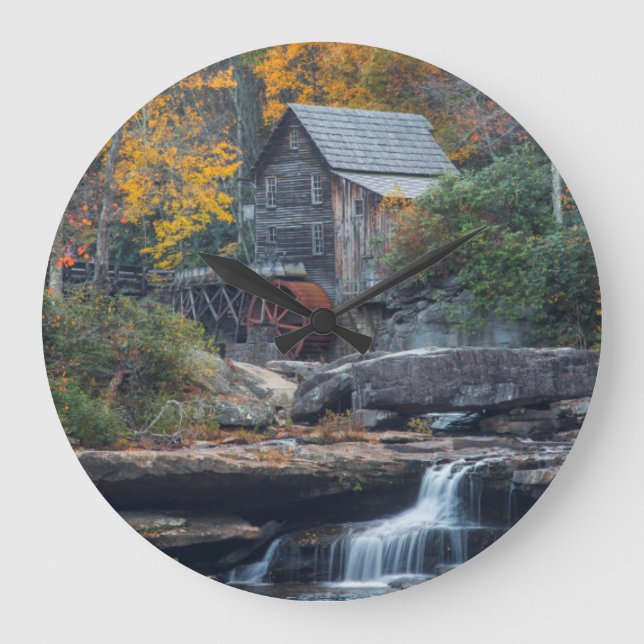 The Historic Grist Mill On Glade Creek Large Clock (Front)