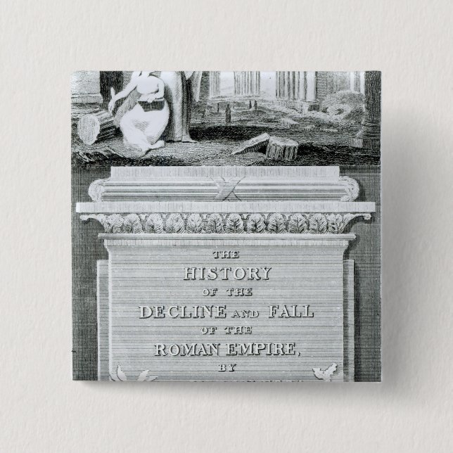 The History of Decline and Fall of  Roman 2 Inch Square Button (Front)