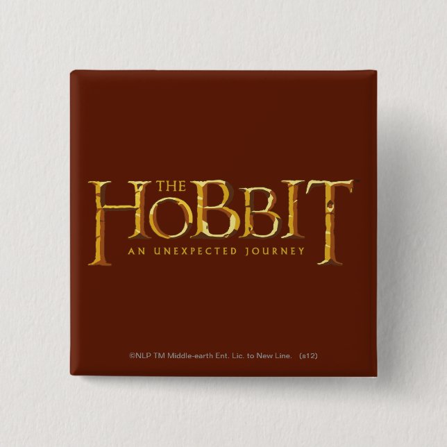 The Hobbit Logo Gold 2 Inch Square Button (Front)