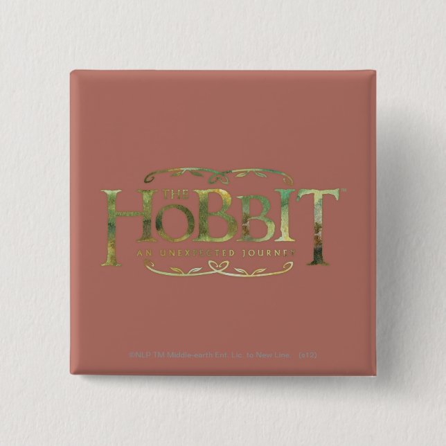 The Hobbit Logo Green 2 Inch Square Button (Front)