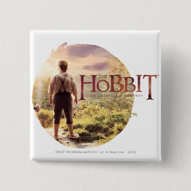 The Hobbit Logo with BILBO BAGGINS™ Back 2 Inch Square Button (Front)