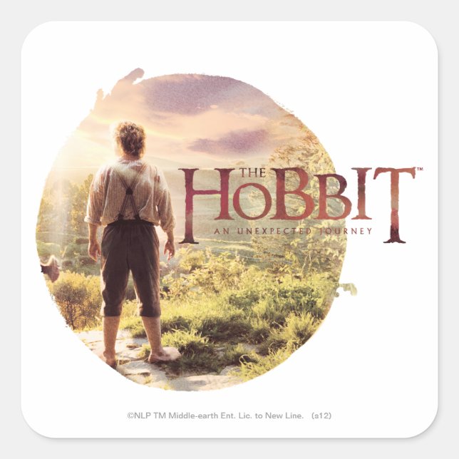 The Hobbit Logo with BILBO BAGGINS™ Back Square Sticker (Front)