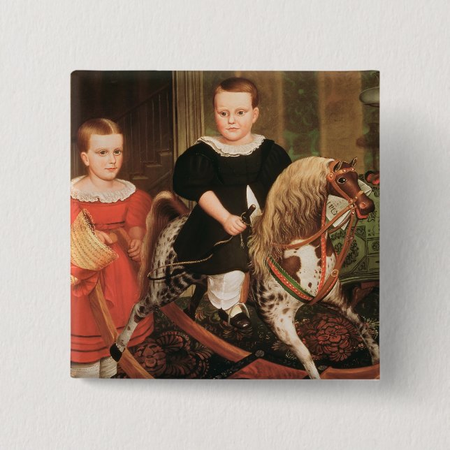 The Hobby Horse, c.1840 2 Inch Square Button (Front)