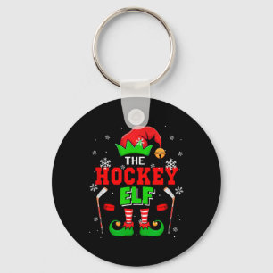The Hockey Christmas Elf Hat Shoes Matching Player Keychain