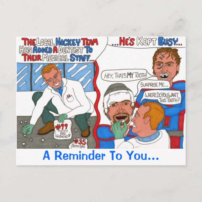 The Hockey Dentist Reminder Post Card (Front)