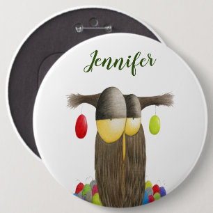 The Holiday Owl Illustration 6 Inch Round Button