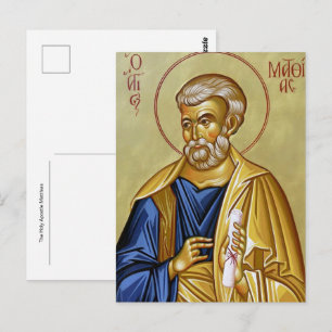 The Holy Apostle Matthias Orthodox Christian Icon  Postcard