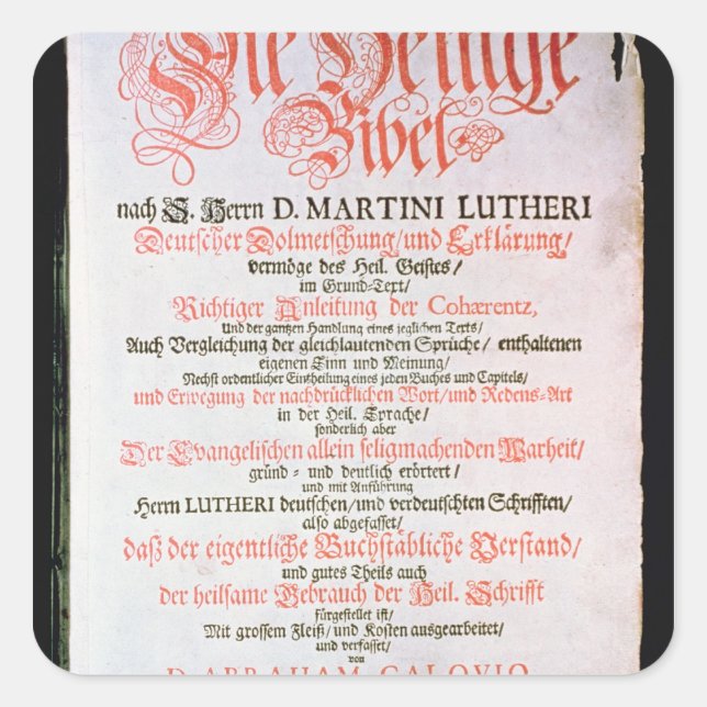 The Holy Bible, Vol. I., 1681 Square Sticker (Front)