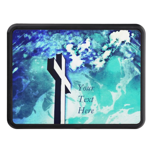 The Holy Cross - Blue Skies Trailer Hitch Cover (Front)
