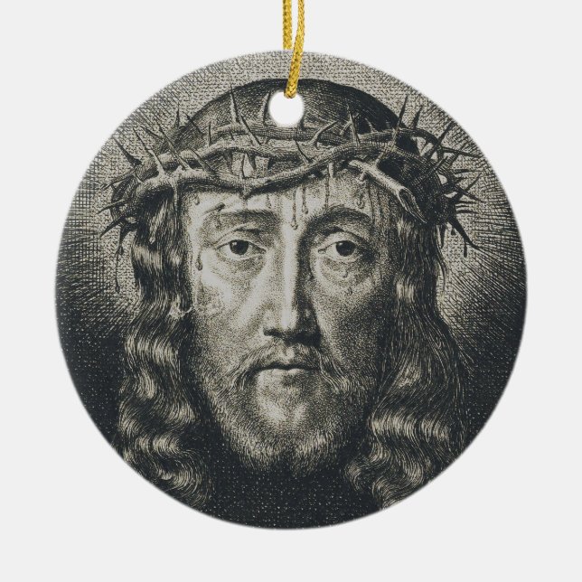 The Holy Face crowned with thorns Ceramic Ornament (Front)