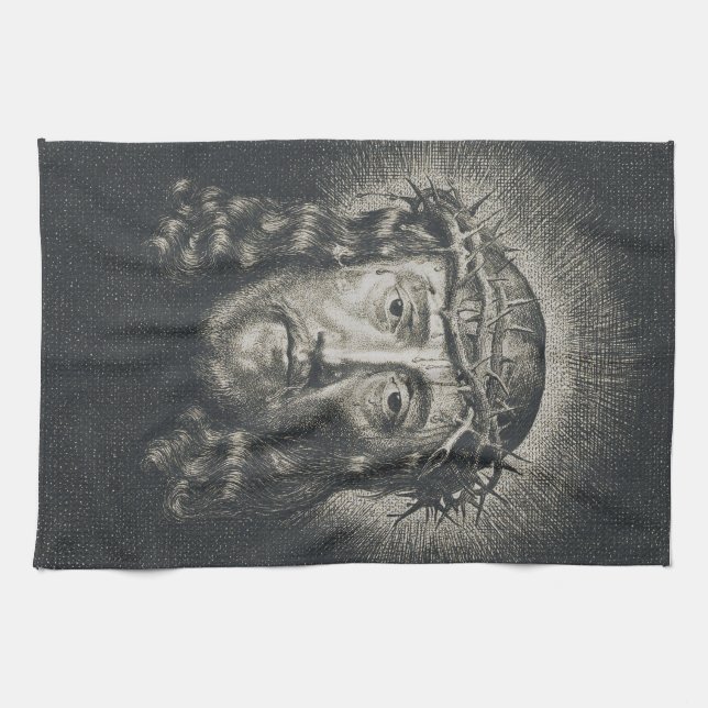 The Holy Face crowned with thorns Kitchen Towel (Horizontal)